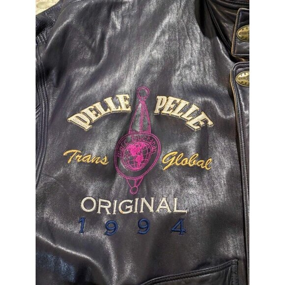 Vintage Marc Buchanan Pelle Pelle Mens Size 40 Global 1994 Navy Leather Trench - Picture 5 of 15